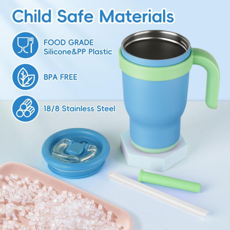 Vaso con pajilla TAKYIT 420 ml Acero Inoxidable Azul Marino