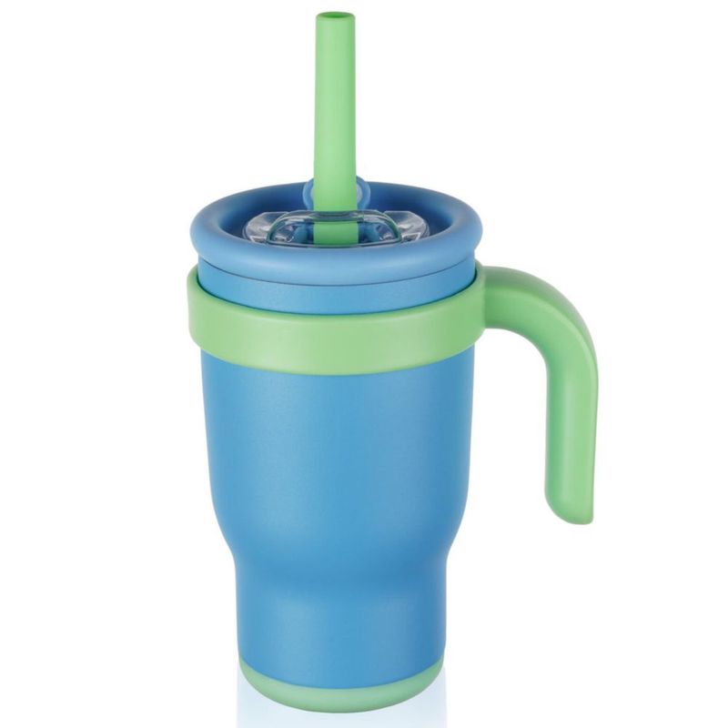 Vaso con pajilla TAKYIT 420 ml Acero Inoxidable Azul Marino