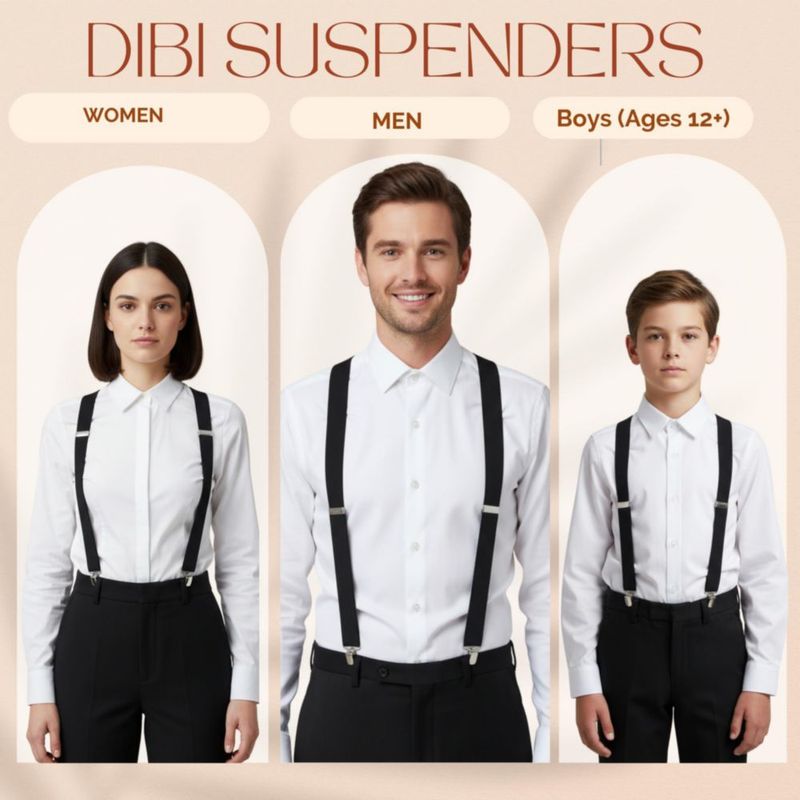 Dibi Tirantes Negros para Hombre de Alta Resistencia de 1 pulgada Diseño en Y Ajustables y Ganchos Fuertes