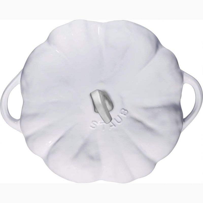 Olla Holandesa STAUB 35 L Diseño Calabaza Blanco con Perilla de Acero Inoxidable