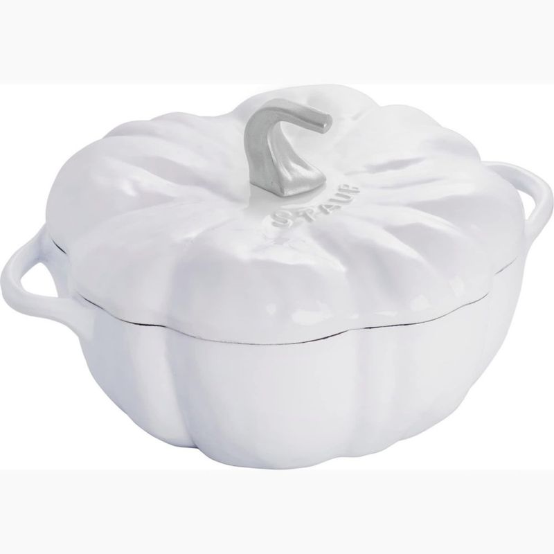 Olla Holandesa STAUB 35 L Diseño Calabaza Blanco con Perilla de Acero Inoxidable