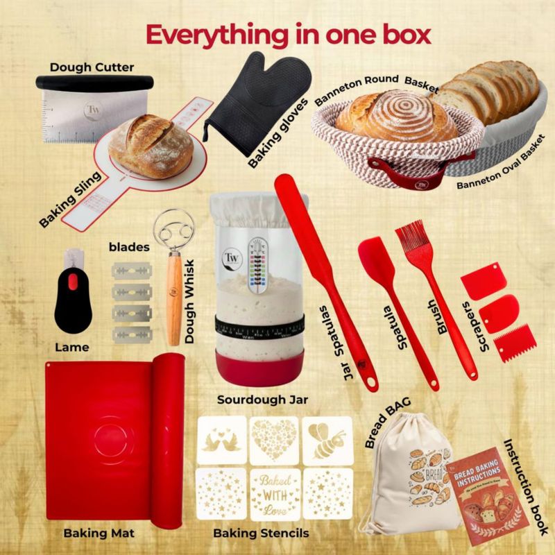 Kit de masa madre ThomasWorthCo. 965 ml Herramientas completas de panadería