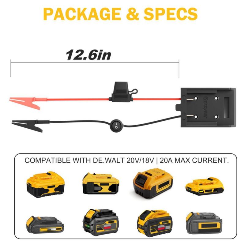 Cables de arranque Ensayeer para baterías Dewalt 20V/18V