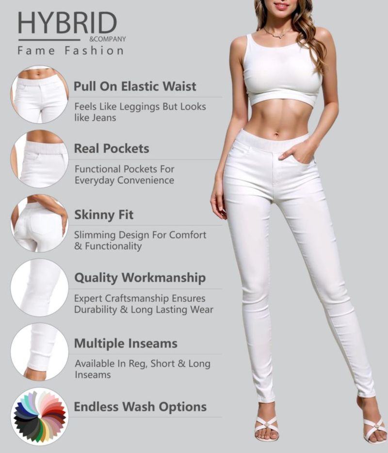 PANTALONES Hybrid & Company 2X blancos estilo Pull‑On