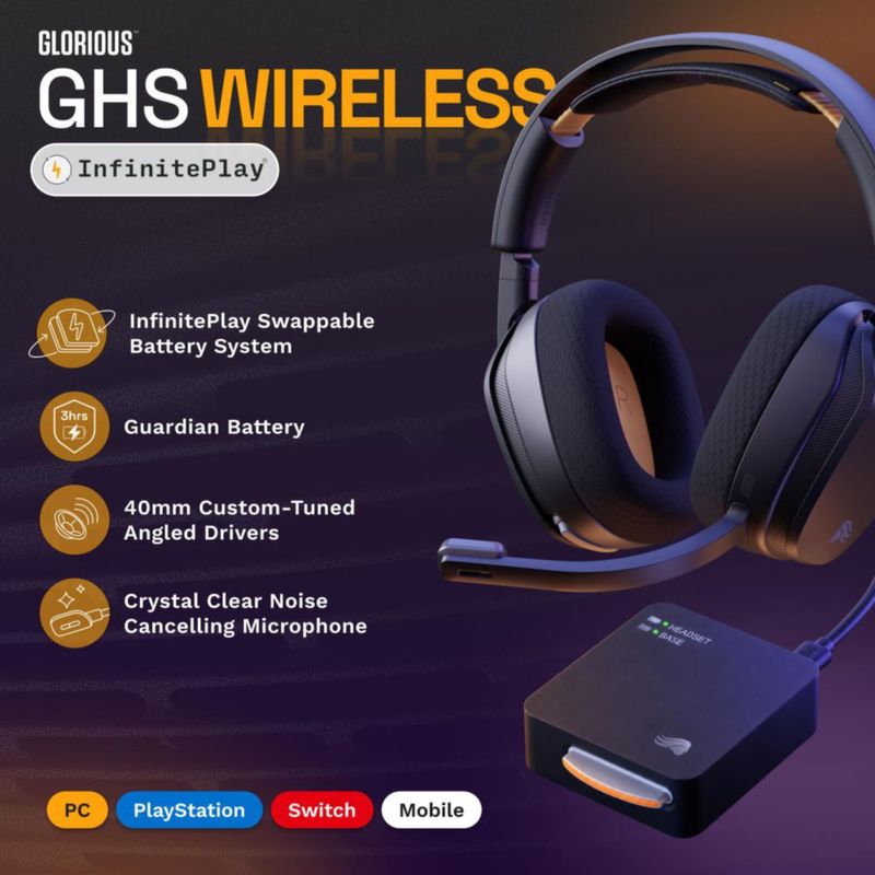 Auriculares GLORIOUS GHS Inalámbricos Negro PC/PS5/PS4