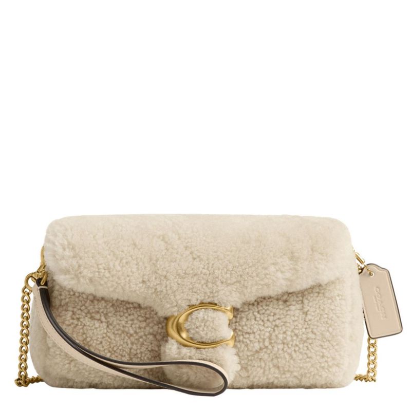 Bolso Coach Tabby de hombro cruzado con cadena piel de cordero beige talla única