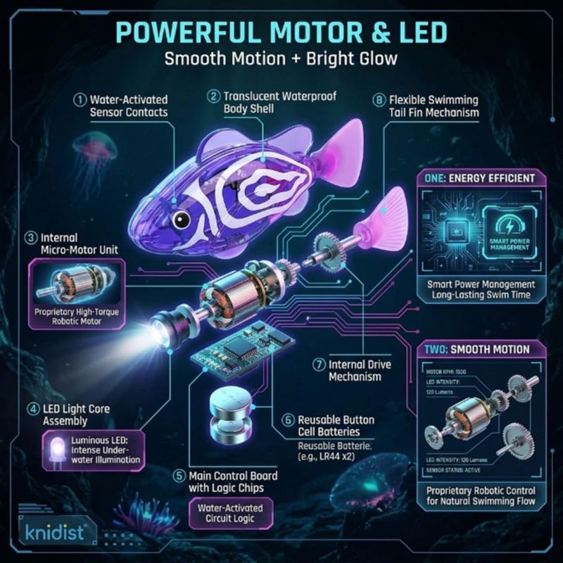 Pez Robot Nadador knidist 76 × 35 cm Activado por Agua