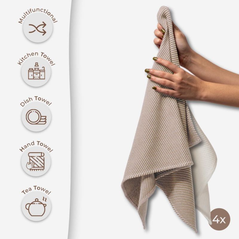 Paquete de 4 toallas Ossano 51 cm Beige y Crudo para cocina