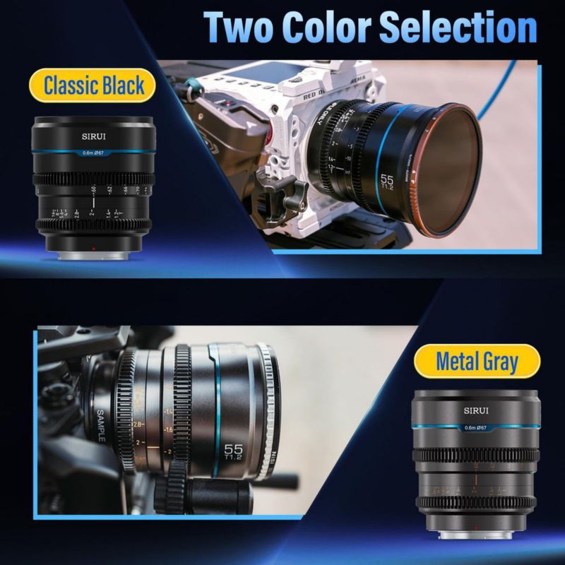 Lente de Cine Sirui 55 mm T1.2 para Montura E compatible con FX30 y ZVE‑10