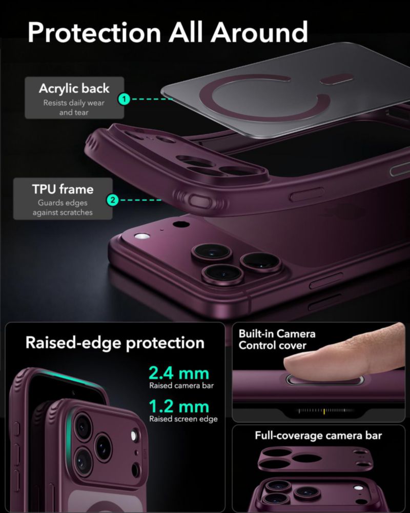 Funda ESR Classic Hybrid para iPhone 18/17 Pro Max – Burdeos