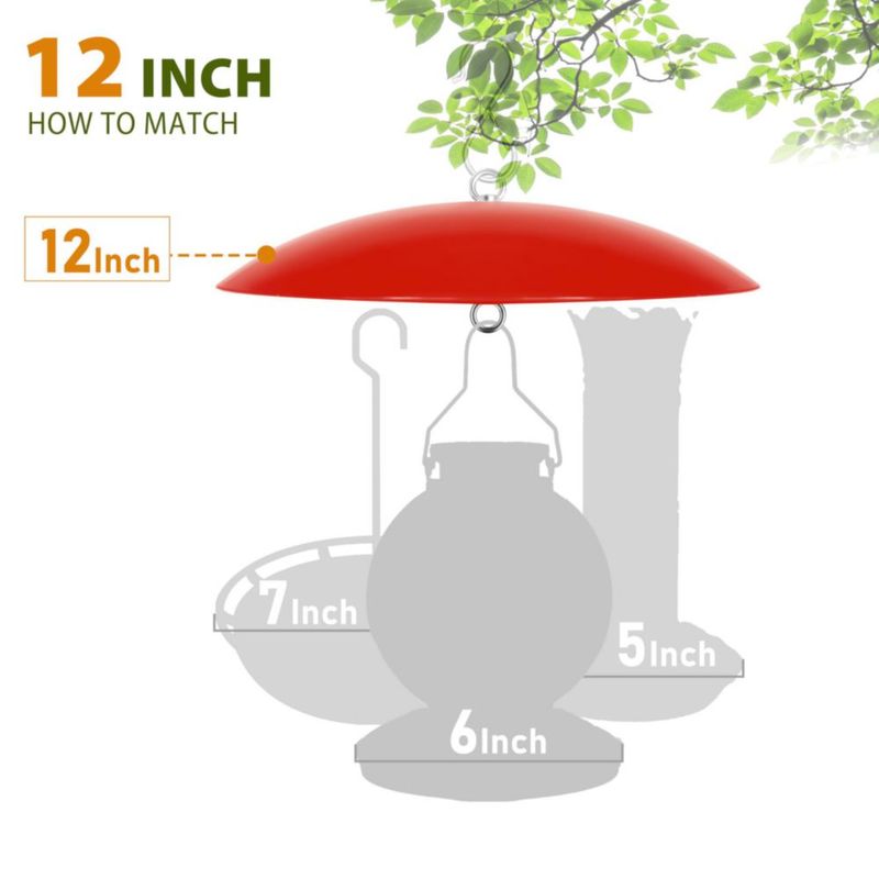 Alimentador para pájaros andergi 30 cm Protector de lluvia 4 piezas (rojo)
