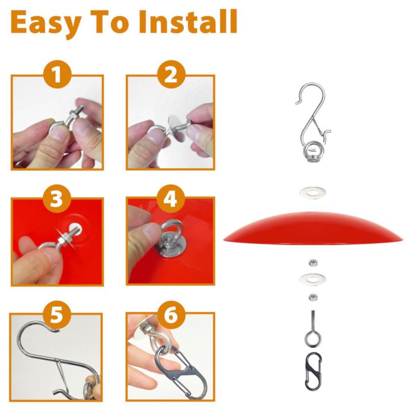 Alimentador para pájaros andergi 30 cm Protector de lluvia 4 piezas (rojo)