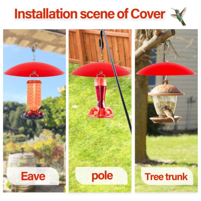 Alimentador para pájaros andergi 30 cm Protector de lluvia 4 piezas (rojo)