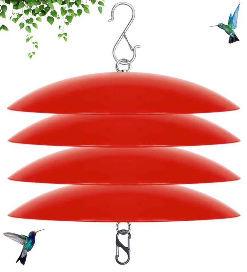 Alimentador para pájaros andergi 30 cm Protector de lluvia 4 piezas (rojo)