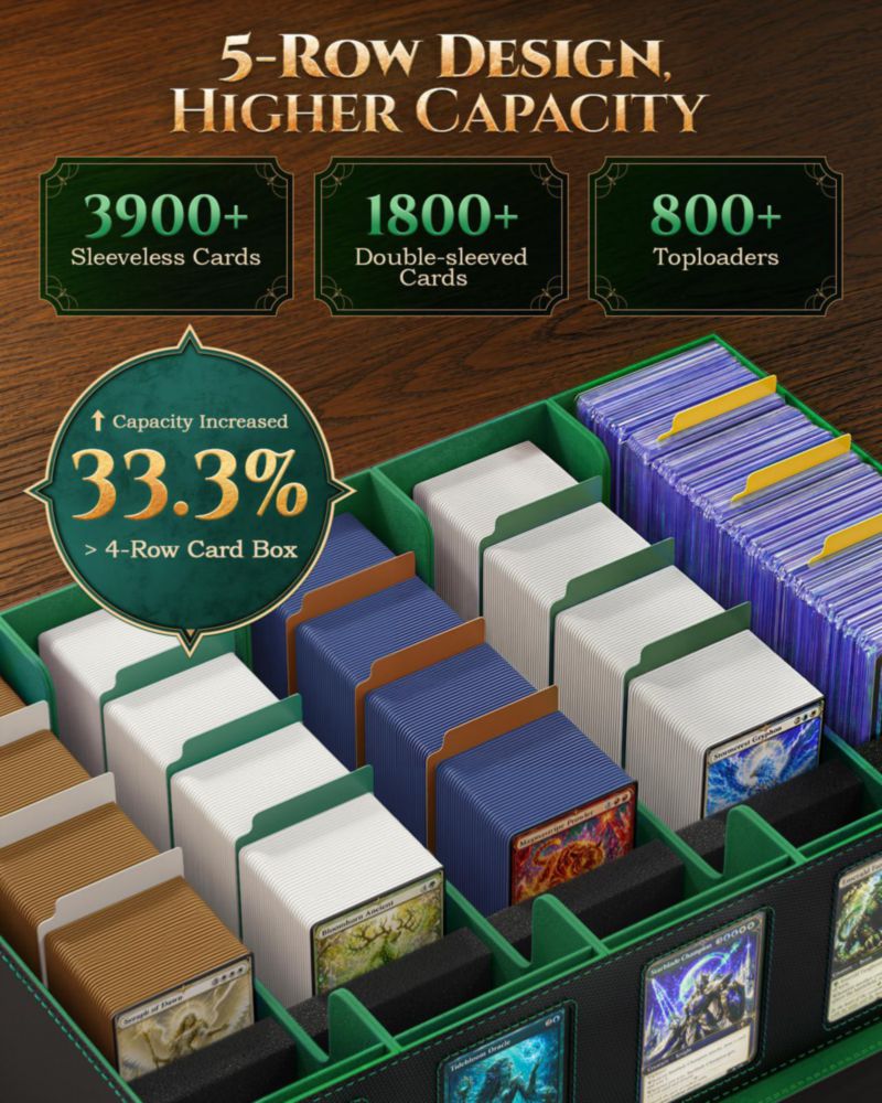 Caja de Almacenamiento para Cartas MoKo 3900+ Capacidad Negro y Verde