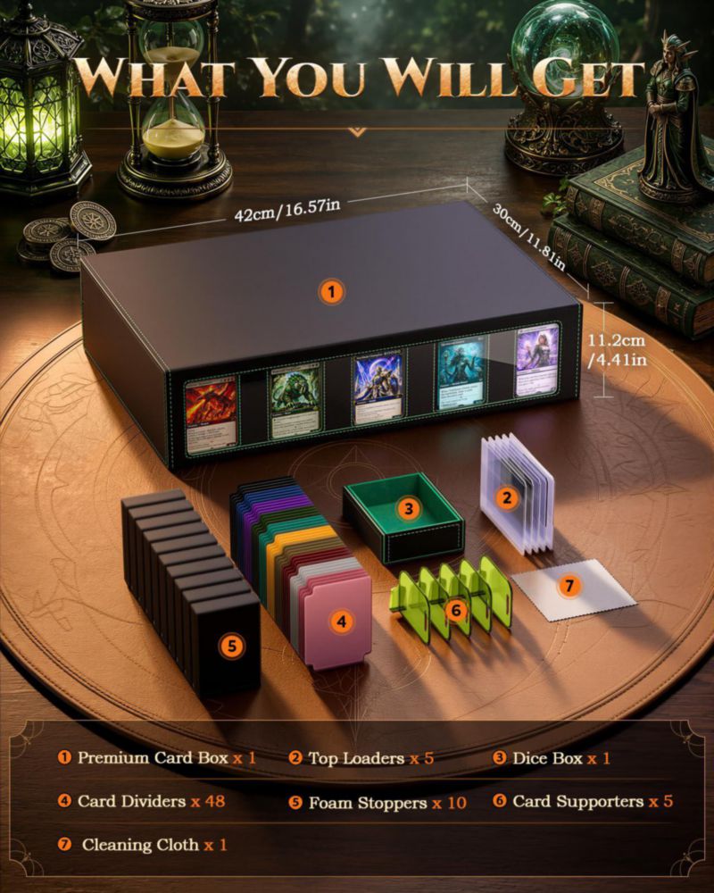 Caja de Almacenamiento para Cartas MoKo 3900+ Capacidad Negro y Verde