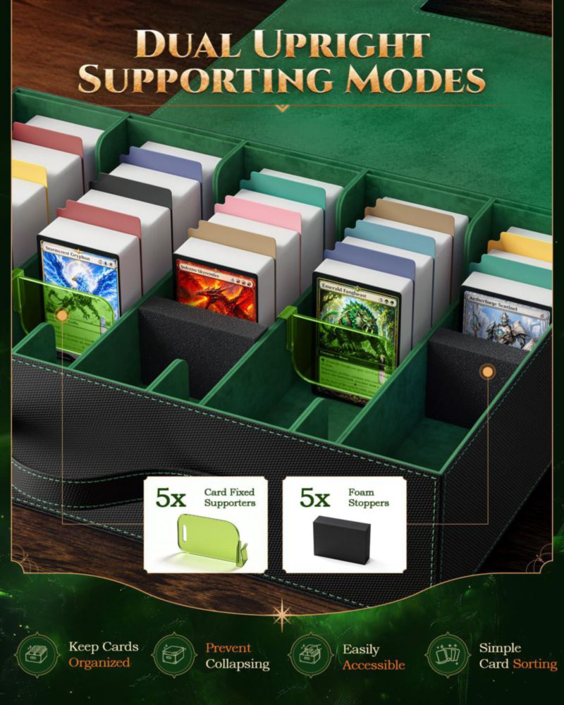 Caja de Almacenamiento para Cartas MoKo 3900+ Capacidad Negro y Verde