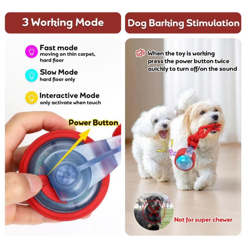 Juguete para perro BENTOPAL de 75 cm con activación por movimiento y cuerda