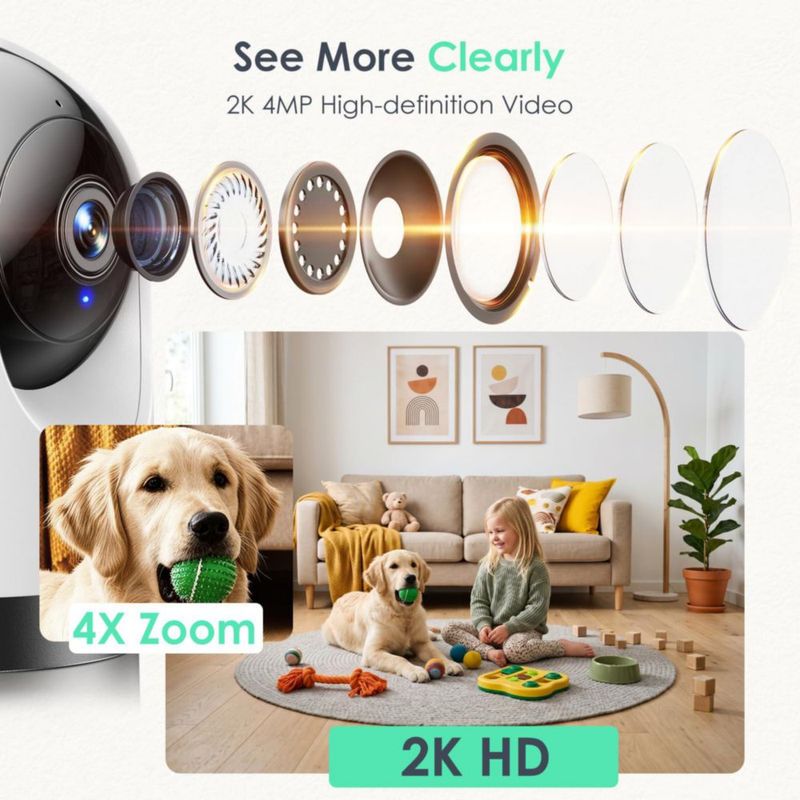 Cámara interior YOTON 2K 5G/2.4G WiFi para mascotas y bebés