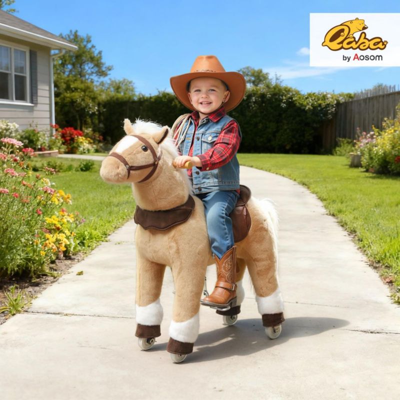 Juguete para montar Qaba 80 cm Marrón para niños de 3‑5 años
