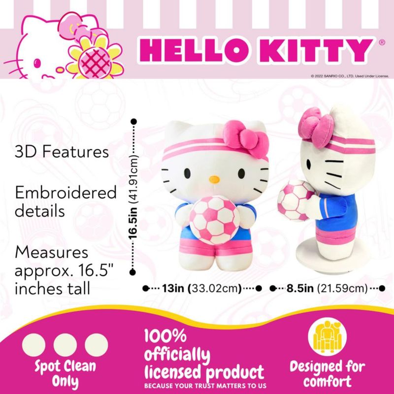 ALMOHADA Franco Hello Kitty 42 cm Peluche con Pelota de Fútbol