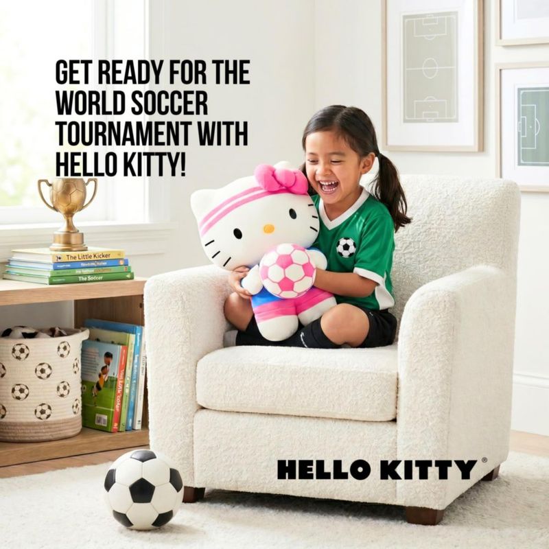 ALMOHADA Franco Hello Kitty 42 cm Peluche con Pelota de Fútbol
