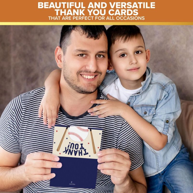 Tarjetas de agradecimiento Decorably 6x4 pulgadas – Pack de 24 tema béisbol
