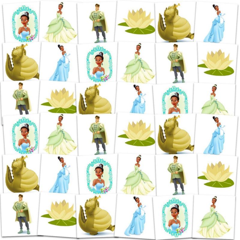 Tatuajes temporales Disney 72 piezas Princesa y el Sapo