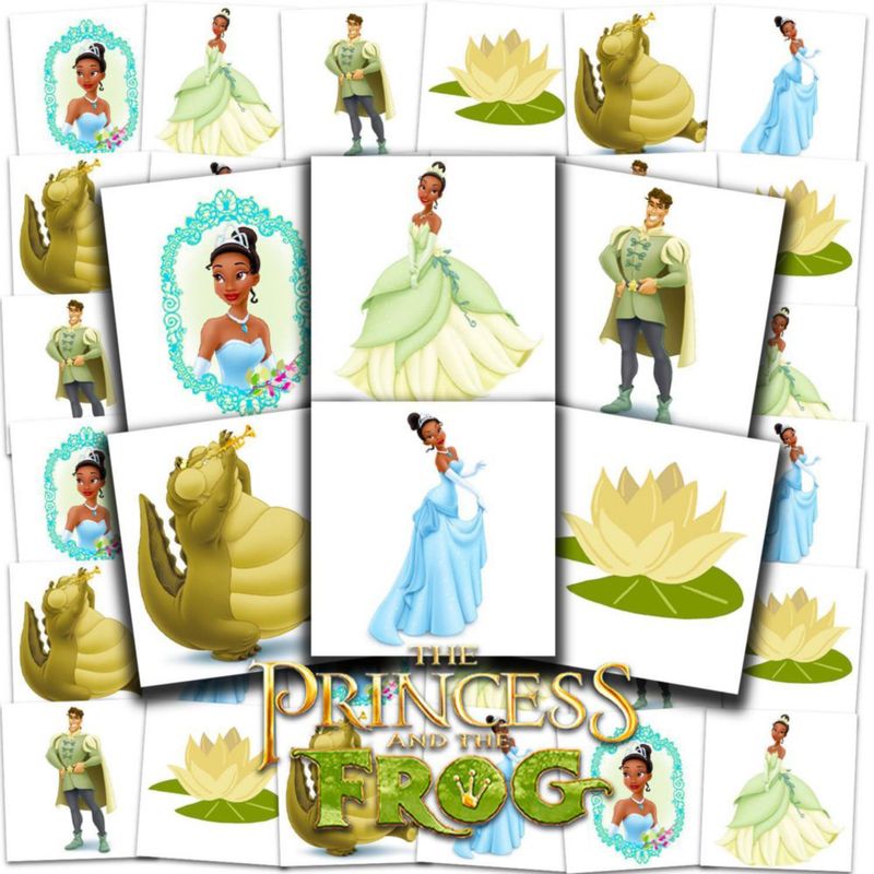 Tatuajes temporales Disney 72 piezas Princesa y el Sapo