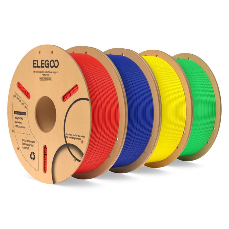 Filamento PLA ELEGOO 175 mm 4 kg Rojo/Azul Oscuro/Amarillo/Verde Neón