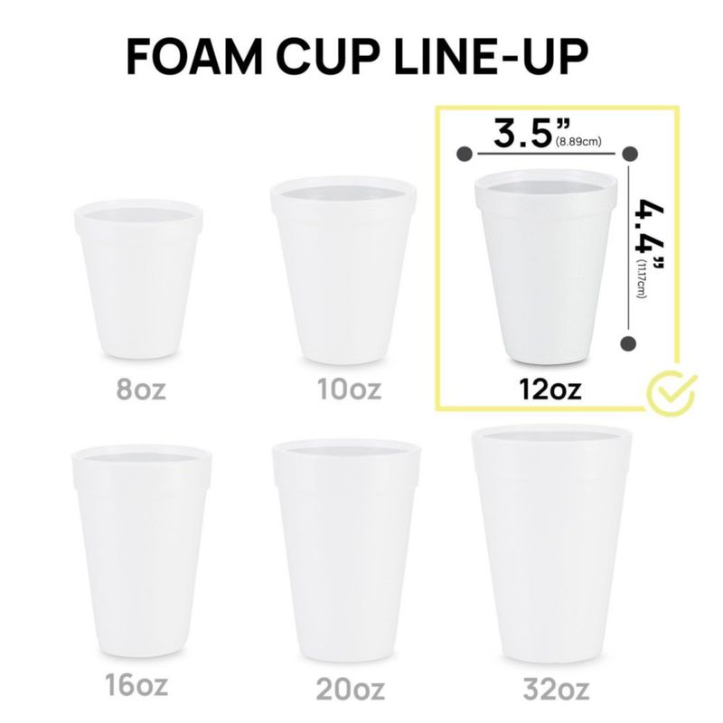 Vaso desechable 355 ml (12 oz) paquete de 1000 unidades blanco – Shop Square