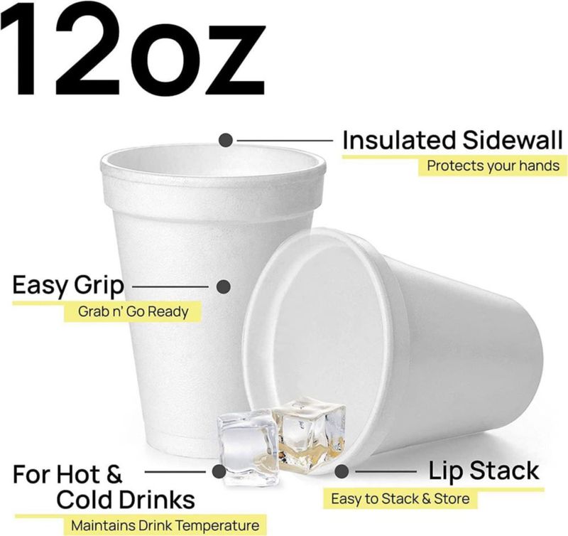 Vaso desechable 355 ml (12 oz) paquete de 1000 unidades blanco – Shop Square