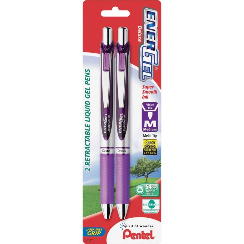 Bolígrafo de gel Pentel EnerGel 07 mm violeta – paquete de 2