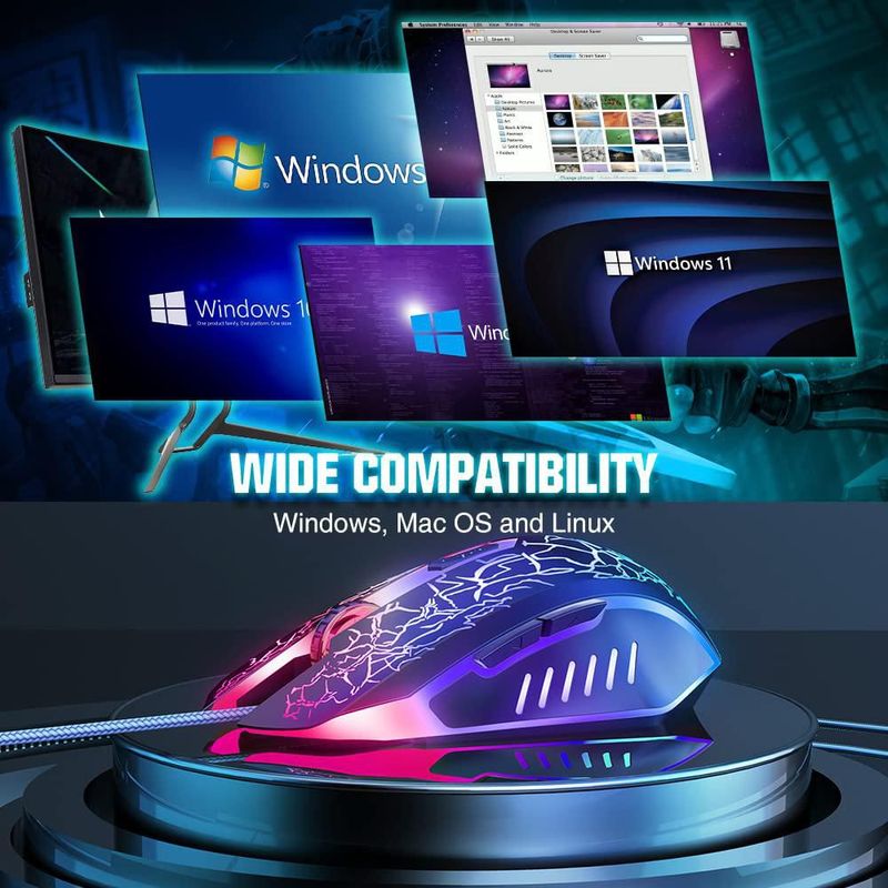 Ratón para juegos BENGOO Ergonómico RGB 3600 DPI con cable - Negro