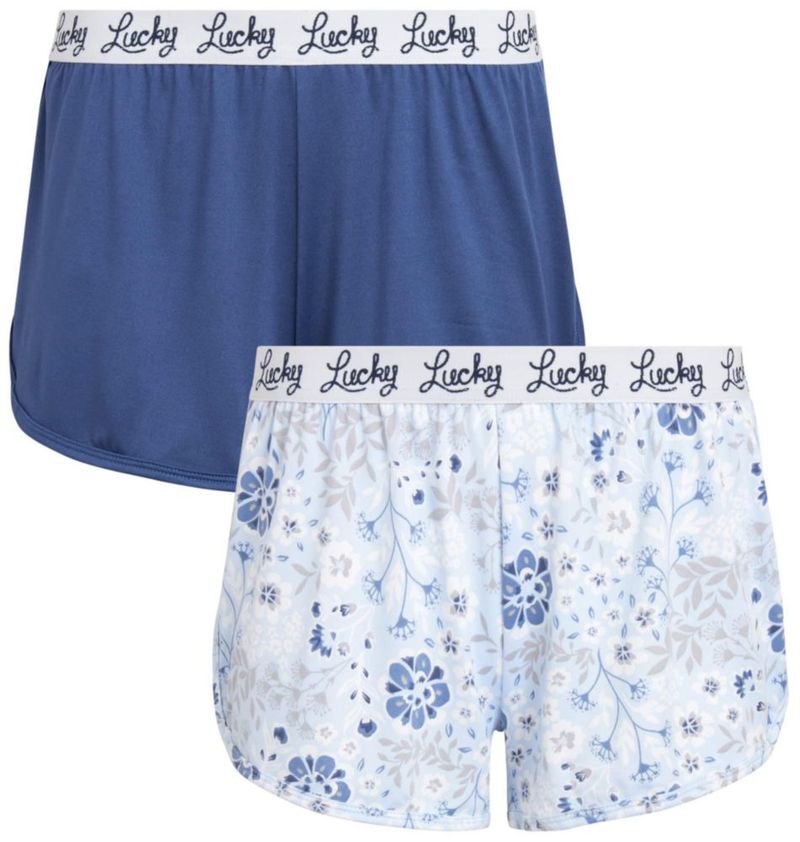 Pack de 2 pantalones cortos Lucky Brand talla mediana azul marino con estampado floral