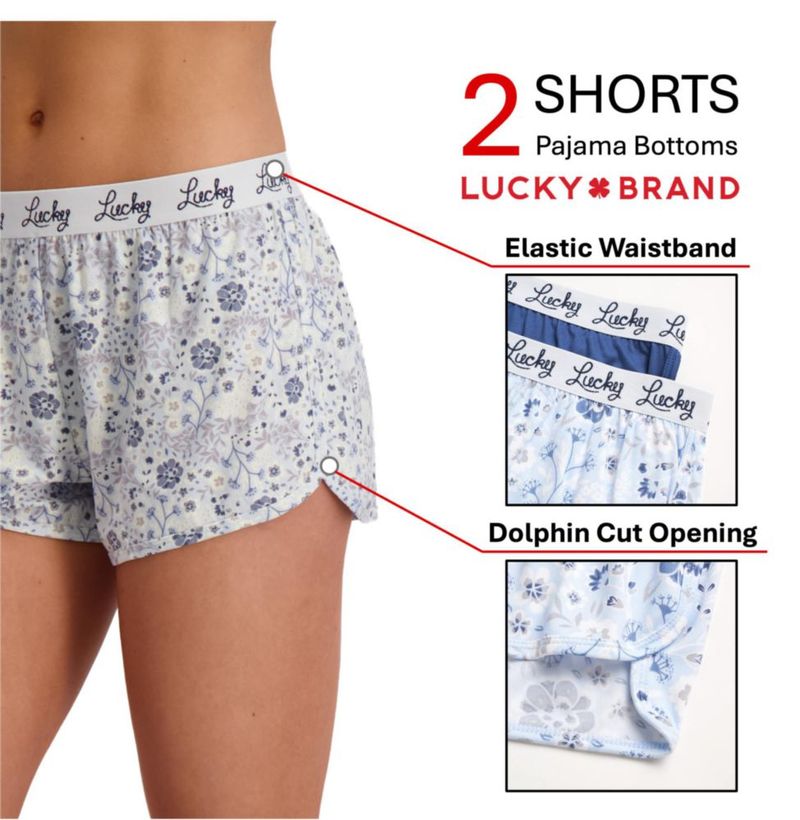 Pack de 2 pantalones cortos Lucky Brand talla mediana azul marino con estampado floral
