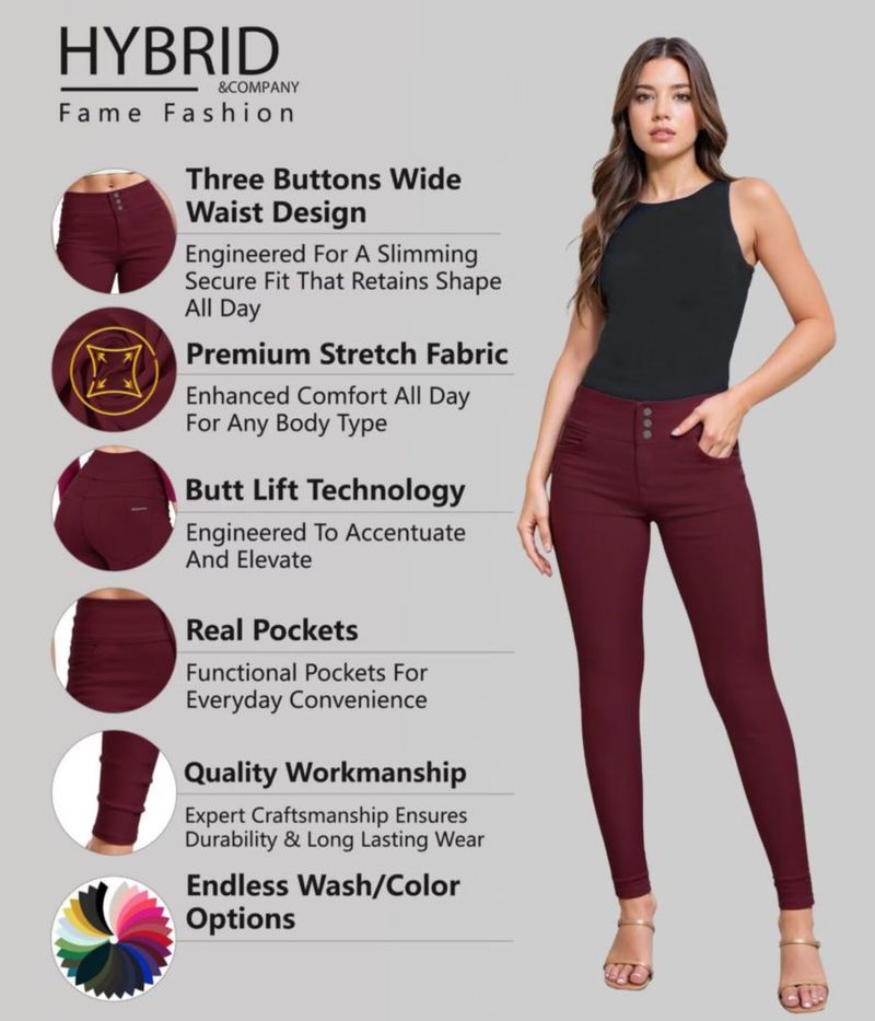 Jeans Hybrid & Company P45065SKX color Vino talla 20