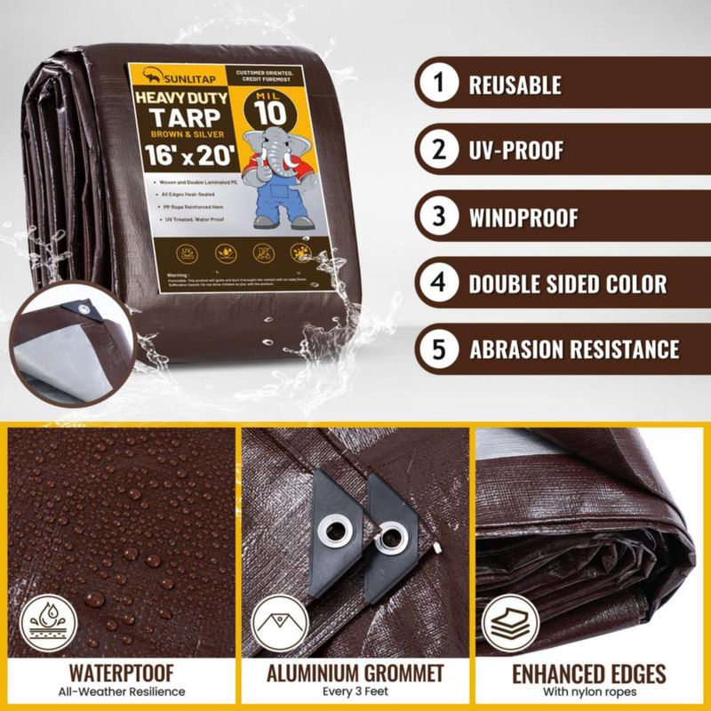 LONA SUNLITAP 49 x 61 m Resistente al Agua de Alta Resistencia 10 mil