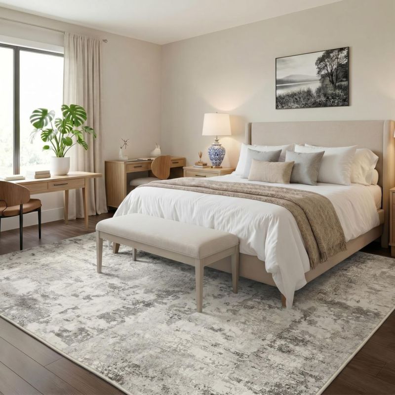 Alfombra GarveeHome 142 cm × 213 cm Abstracta Beige Lavable