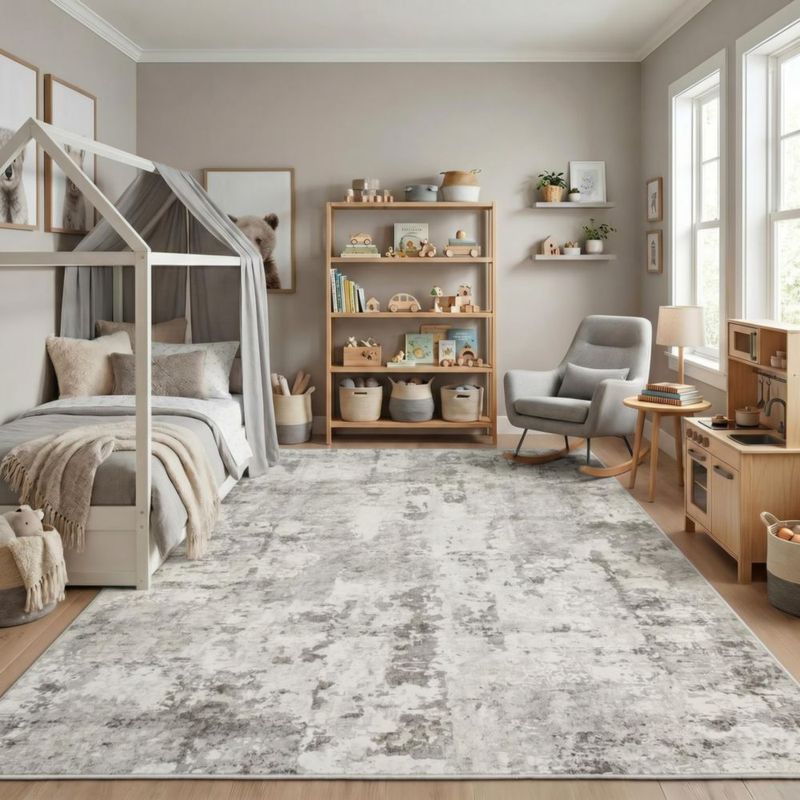 Alfombra GarveeHome 142 cm × 213 cm Abstracta Beige Lavable