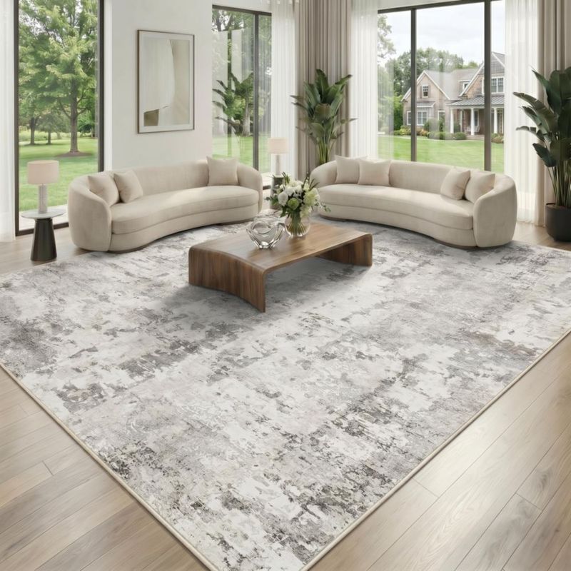 Alfombra GarveeHome 142 cm × 213 cm Abstracta Beige Lavable