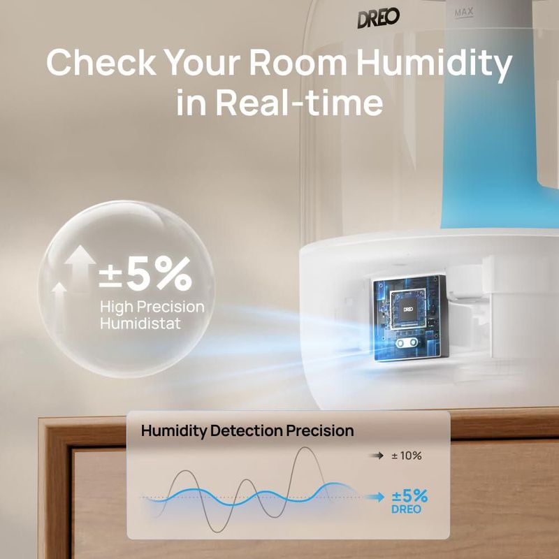 Humidificador Dreo 3L Rellenado Superior 30H de Funcionamiento Silencioso 26dB para Dormitorio