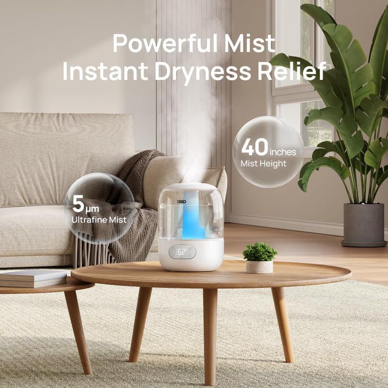 Humidificador Dreo 3L Rellenado Superior 30H de Funcionamiento Silencioso 26dB para Dormitorio