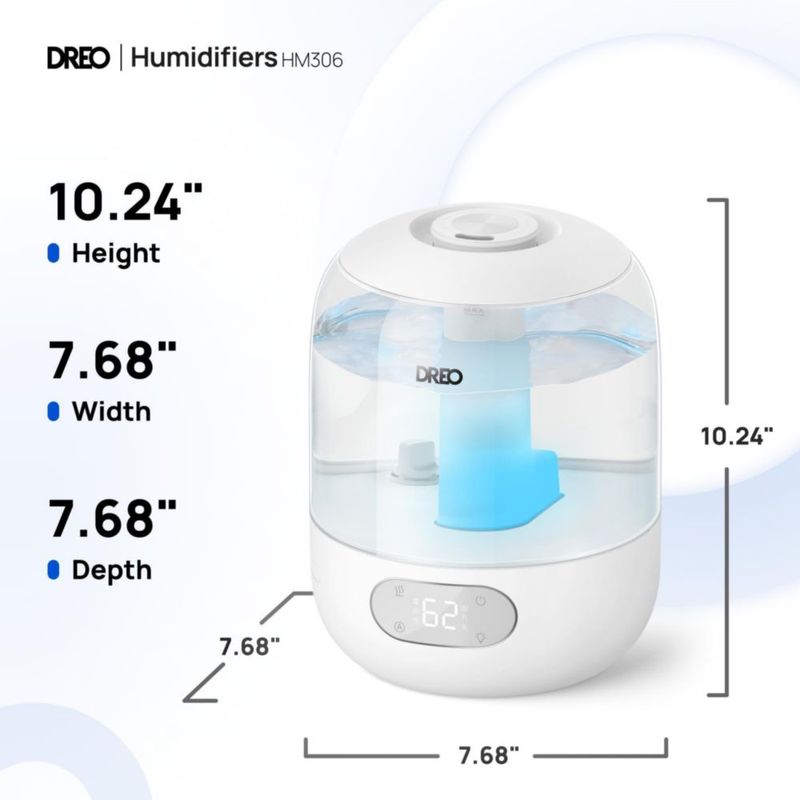 Humidificador Dreo 3L Rellenado Superior 30H de Funcionamiento Silencioso 26dB para Dormitorio