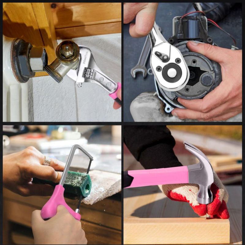 Juego de Herramientas KingTool 276 Piezas Taladro Inalámbrico 12V Rosa