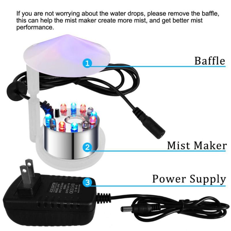 Humidificador PULACO con 12 LED Generador de Niebla y Atomizador
