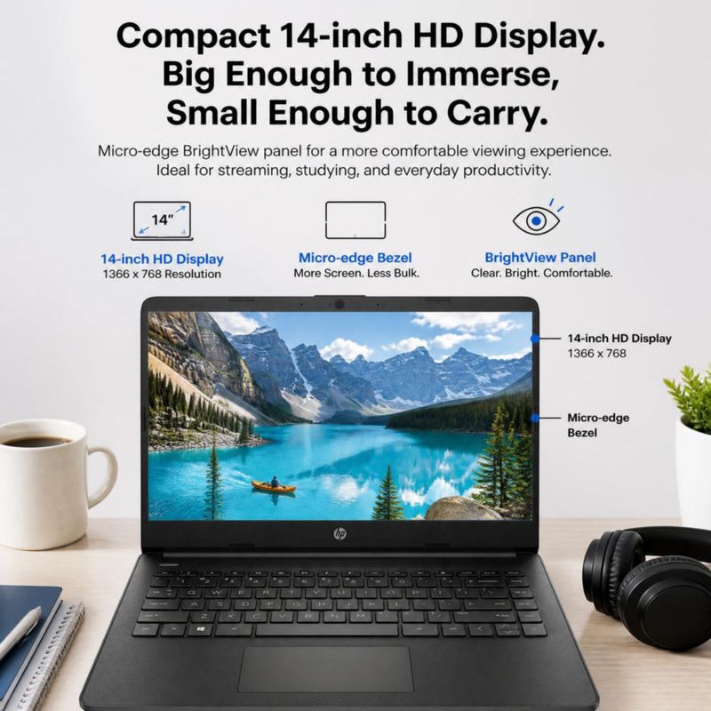 Portátil HP 14 Intel Celeron N 16 GB RAM 384 GB