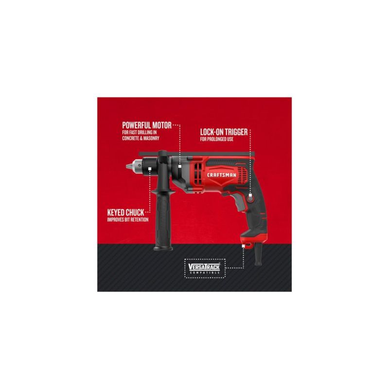 Taladro percutor CRAFTSMAN CMED741 mandril con llave 7 amperios y 12 cm