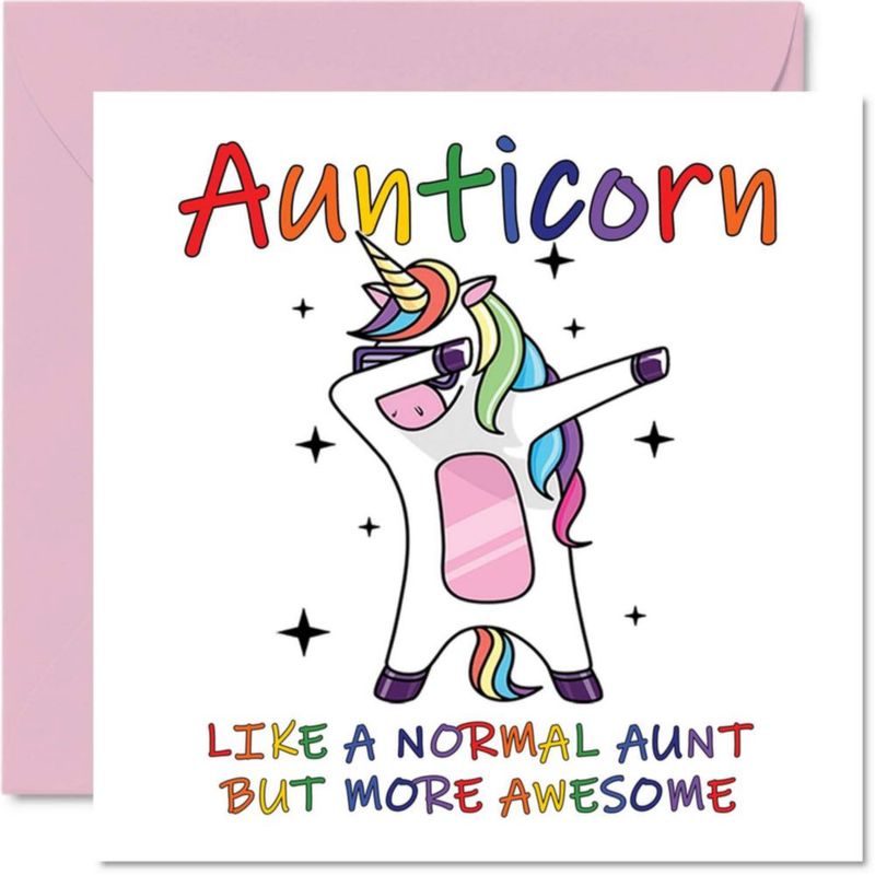 Tarjeta de felicitación Stuff4 Aunticorn (interior en blanco)