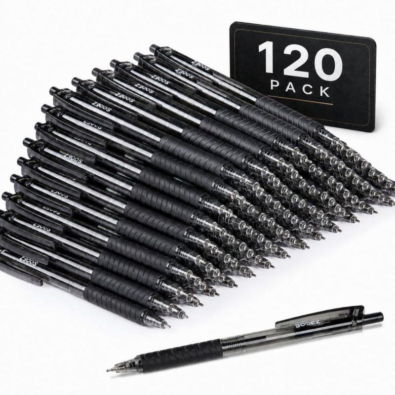 Bolígrafos Sooez 120 unidades 10 mm negro retráctil
